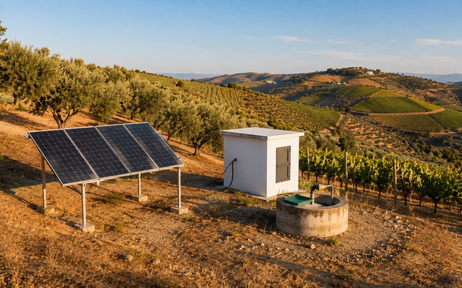 Sistema de bombagem solar numa exploração agrícola