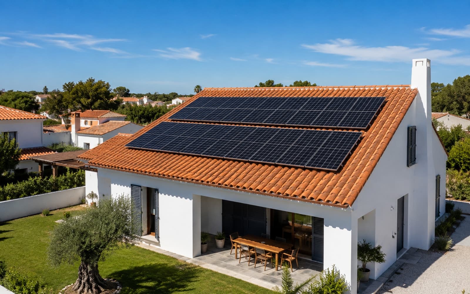 Instalação de painéis solares em habitação